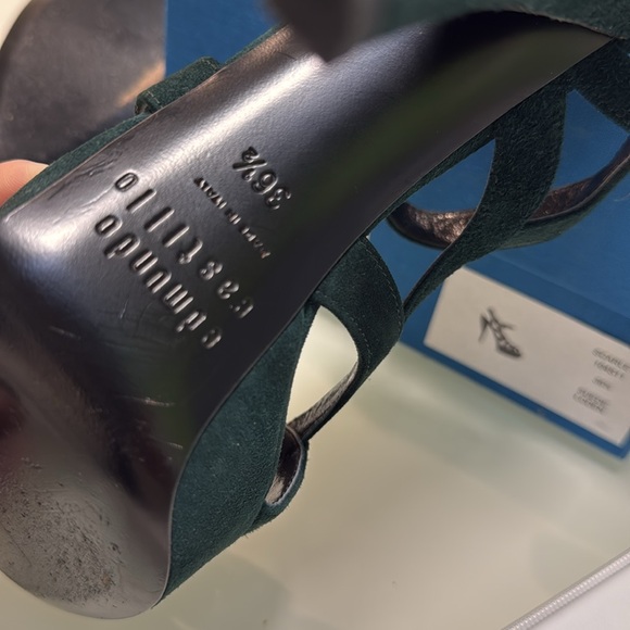 Edmundo Castillo High Heels Sandals Dark Green Suede 36.5 - Picture 6 of 6